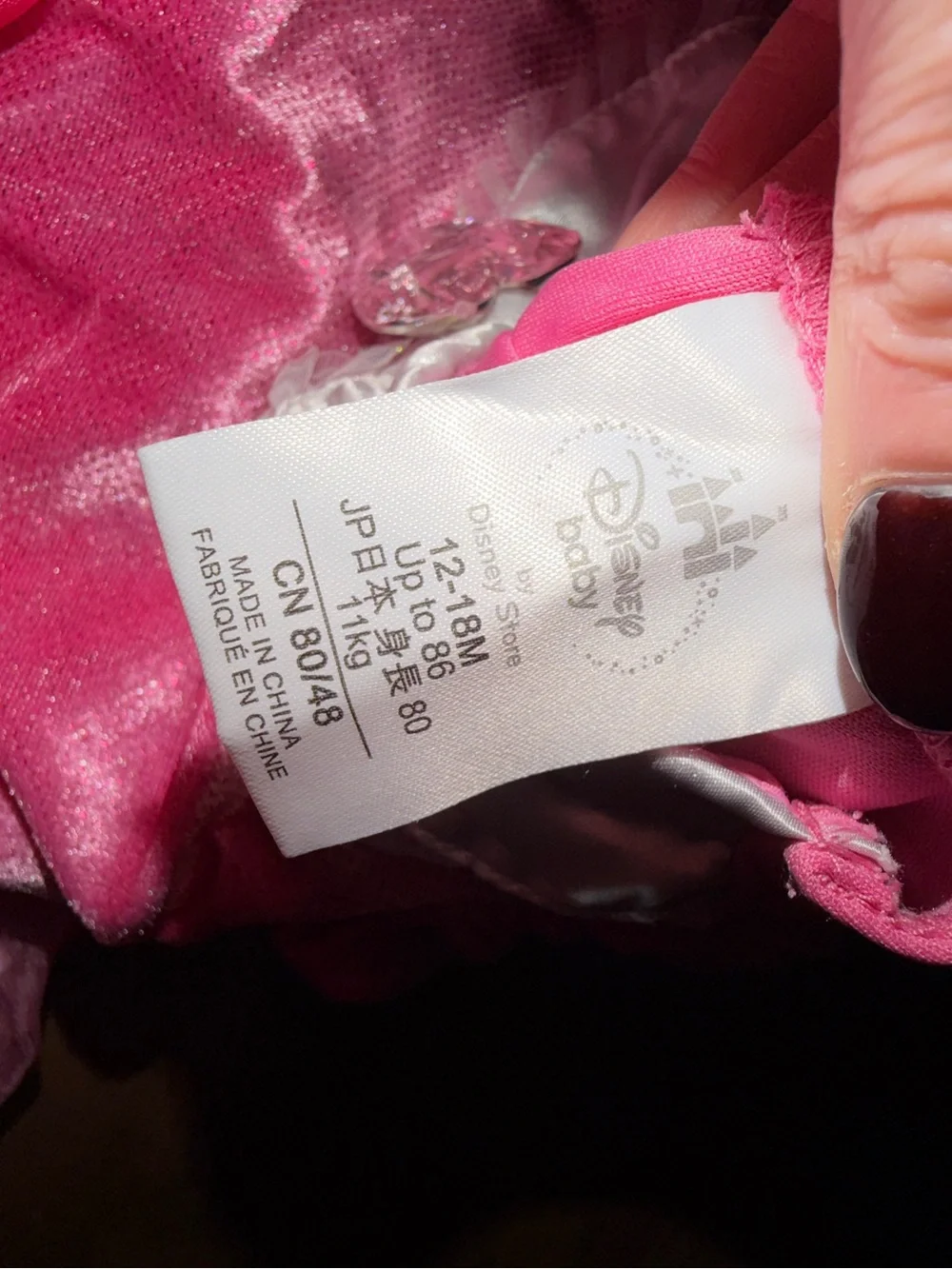 Disney Pink & White Polka Dot Minnie Mouse Costume Dress w/diaper cover 12-18 M